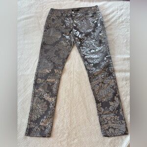 Silver Patterned  36 Point 5 Ladies Junior Fit paisley Skinny Jeans Small Grey